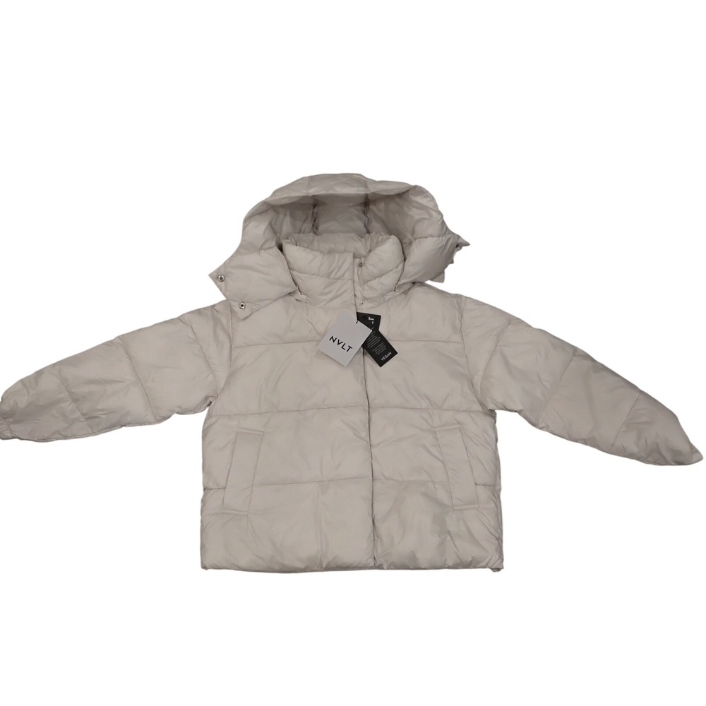 NVLT Vegan Down Puffer‎ Jacket Ivory Hooded Quilted Coat Y4727NVL Medium NEW
